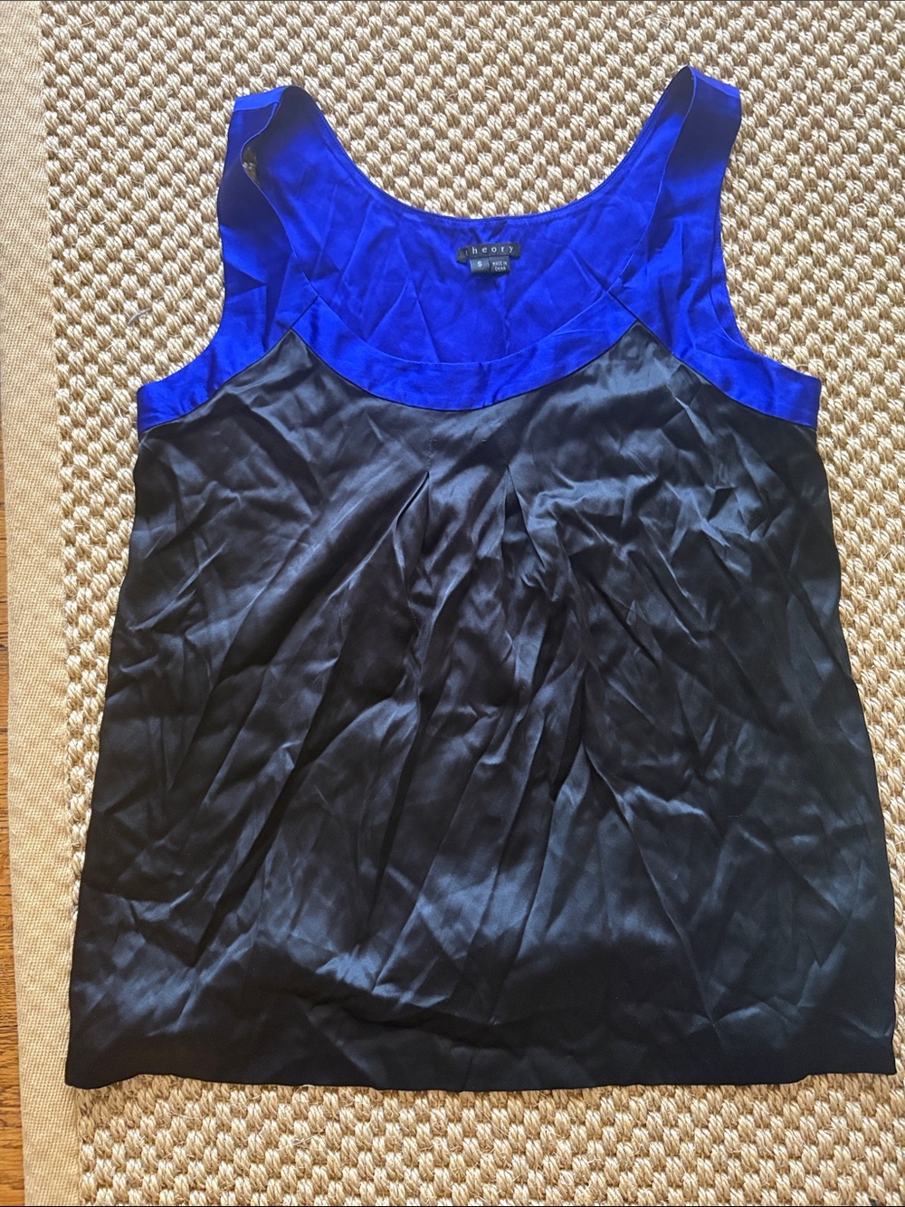 Theory Black Tank with Royal Blue Scoop Yoke
